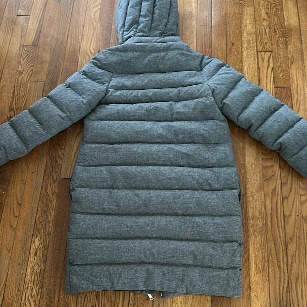 VIONNET Paris virgin fleece wool cashmere blend gray quilted long puffer jacket
